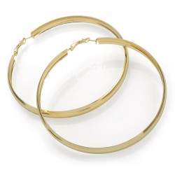 Earring - Large 9.5cm shiny gold colour hoop earring. -...
