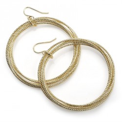 Earring -Shiny gold colour diamond cut round drop...