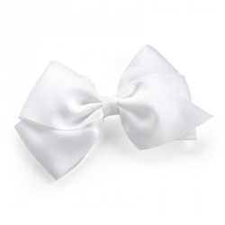 Hair bow - White colour bow ribbon hair clip. - (HA29963)