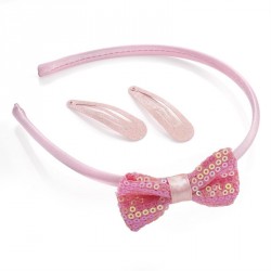 Headband & clip set - Three piece pink sequin and glitter...