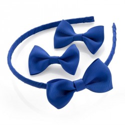 Headband & clip set - Three piece royal blue headband and...