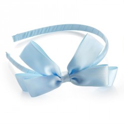 Headband - Baby blue colour satin effect bow ribbon...