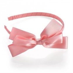 Headband - Pink colour satin effect bow ribbon headband....