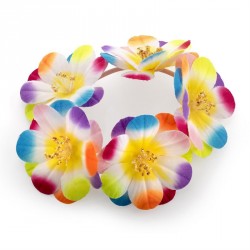 Scrunchie - Multi colour elasticated flower scrunchie. -...
