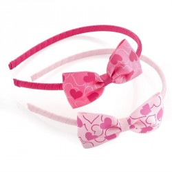 Headband set - Two piece pink & fuchsia pink heart design...
