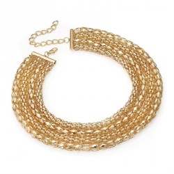 Necklace - Four row shiny gold colour chain choker...