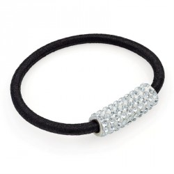 Bracelet - Crystal barrel design black hair elastic. -...