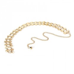 Belt - Shiny gold colour two row round link chain belt. -...