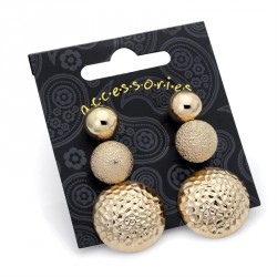 Earring set - Three pairs shiny gold colour stud earring...