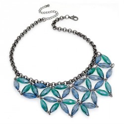 Necklace - Hematite grey colour and blue tone bead chain...