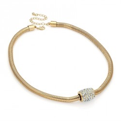 Necklace - Shiny gold colour crystal barrel design chain...