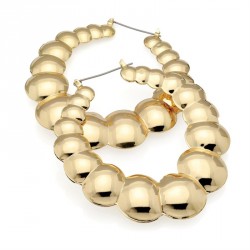 Earring - Gold colour large round hoop earrings. - (ER29795)