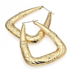 Earring - Gold colour large triangle hoop pin earrings. -...