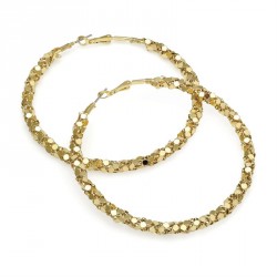 Earring - Shiny gold colour  large chain mail look hoop...