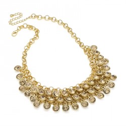 Necklace - Gold and topaz brown colour glass chain...