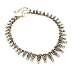 Necklace - Antique gold effect hematite grey crystal...