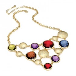 Necklace - Gold colour multi bead chain necklace. - (N29756)