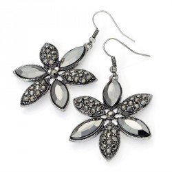 Earring - Burnished silver effect hematite grey colour...