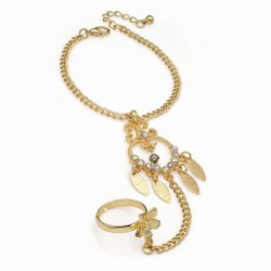Bracelet - Gold colour Ab crystal chain bracelet and ring...