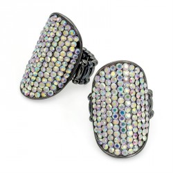 Ring - Shiny hematite grey colour and AB crystal...