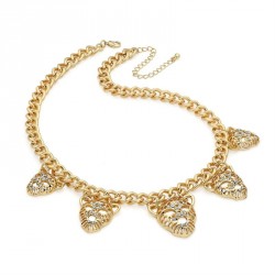 Necklace - Gold colour crystal tiger design chain choker...