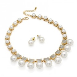 Necklace & Earring set - Gold and white pearl colour...