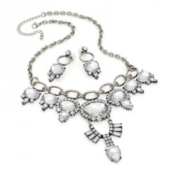 Necklace & Earring set - Burnished silver colour crystal...