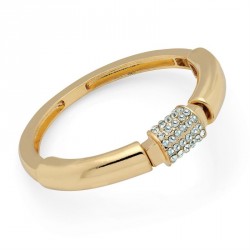 Bracelet - Shiny gold colour crystal elasticated bangle....