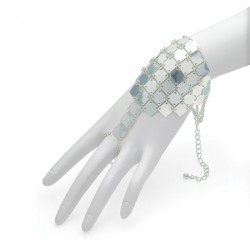 Bracelet - Silver colour chain mail style ring and...