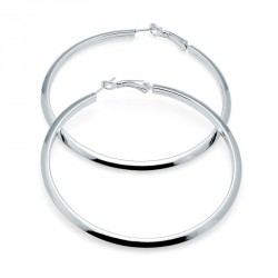 Earring - Silver colour large 7cm hoop earrings. - (ER29695)