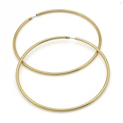 Earring - Gold colour large 8cm thin hoop earrings. -...