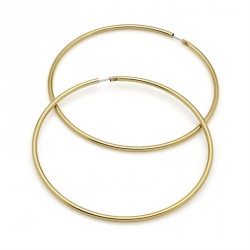 Earring - Gold colour large 7cm thin hoop earrings. -...