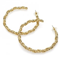 Earring - gold colour large chain effect post hoop...