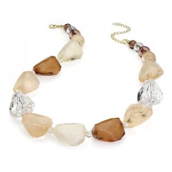 Necklace - Brown tone marble effect chunky bead necklace....