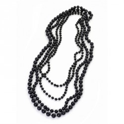Necklace - Four piece black bead set of necklace - (N29650)