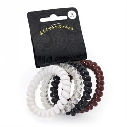 Hair accessory - Four piece natural tone elasticated coil...