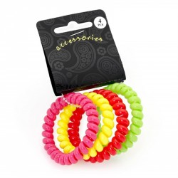 Hair accessory - Four piece neon colour elasticated coil...