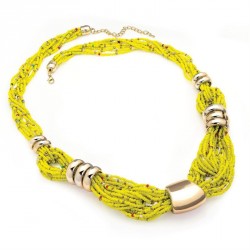 Necklace - Gold colour yellow tone seed bead look...