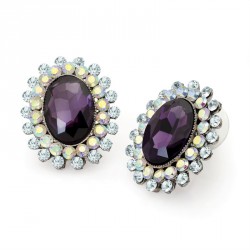 Earring - Hematite grey colour crystal and AB crystal...