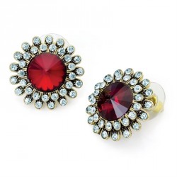 Earring -Burnished gold effect crystal and red colour...