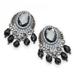 Earring -Hematite grey, black diamond, crystal and jet...