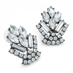 Earring - Hematite grey colour crystal earrings. - (ER29599)