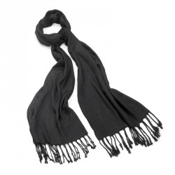 Scarf - Black colour pashmina style tassel scarf. -...