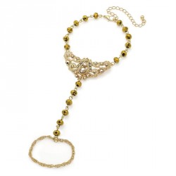 Bracelet - Gold colour and gold glass bead effect...