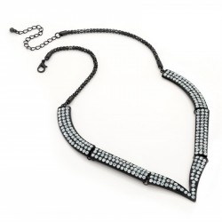 Necklace - Black enamel and crystal Design chain...