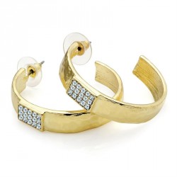 Earring - Gold colour hoop earrings. - (ER29524)