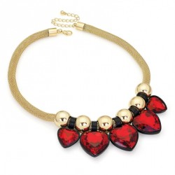Necklace - Gold colour red bead chain heart design...