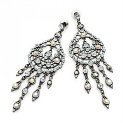 Earring - Hematite grey colour crystal and AB crystal...