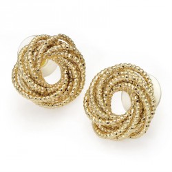 Earring - Gold colour swirl design knot stud earrings. -...