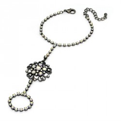 Bracelet - Shiny hematite grey colour AB crystal chain...